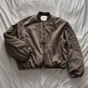 Zara Dark Brown Bomber Jacket